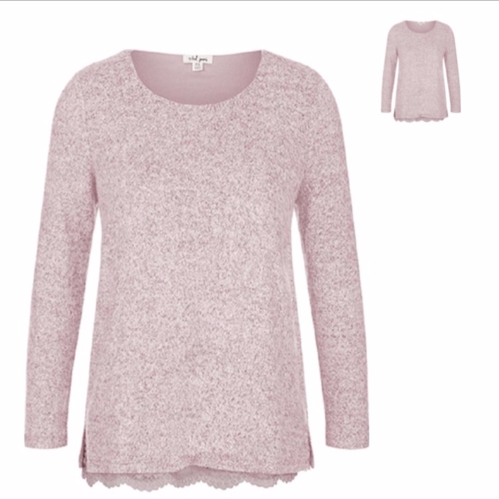 PinkSweater with Lace trim by Triabl 60050